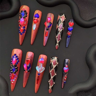 Glamourous Boldness-Shimmering-Stiletto-Press On Nails